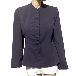 Kasper Blazer Women’s Size 8 Purple Jacket Concealed Button Band Collar NWT